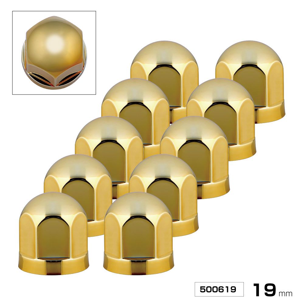 丸型ハブナットカバー ゴールド 10ケイリ 19MM